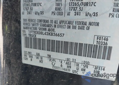 2003 Ford F-150 Lariat/Xl/Xlt from USA, damaged, VIN 1FTRX08L43KB36657